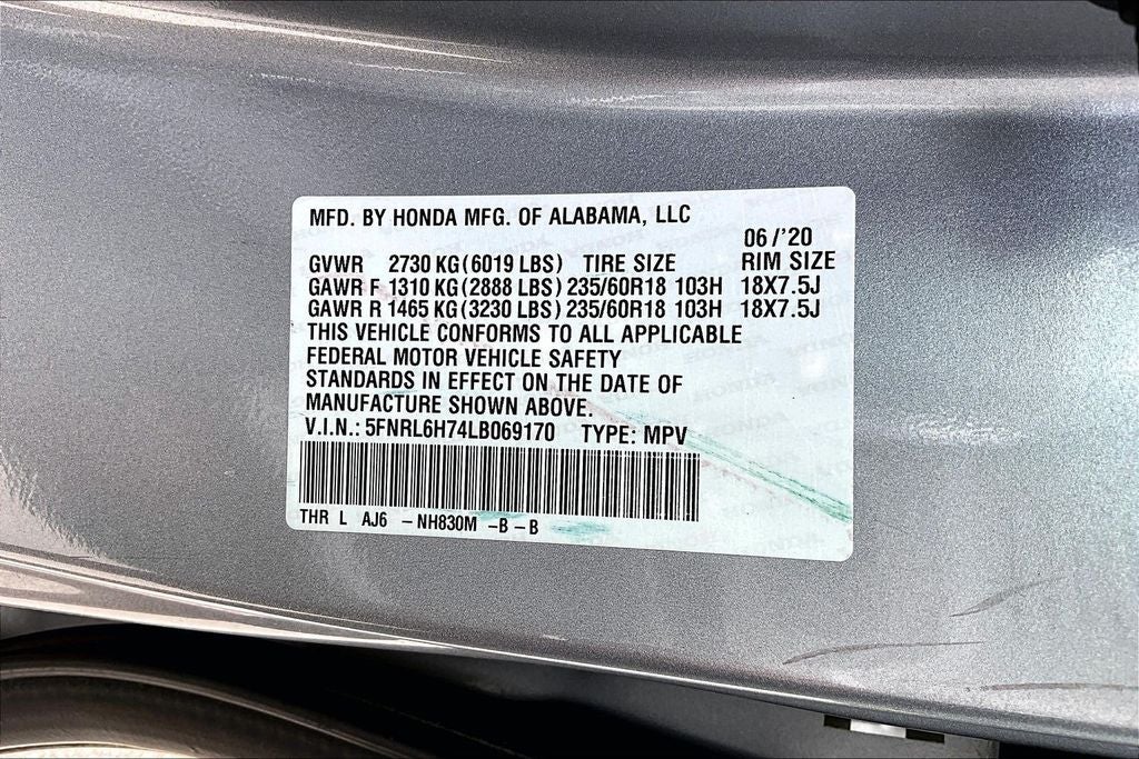 2020 Honda Odyssey EX-L w/Navigation and Rear Entertainment System