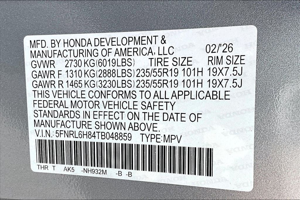 2026 Honda Odyssey Touring