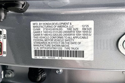 2026 Honda Ridgeline RTL