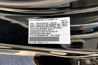 2017 Honda Ridgeline Black Edition